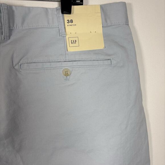 GAP Light Blue Clean Cut Flat Front 100% Cotton Shorts Men 38 Khaki Chino 7" - Picture 4 of 8